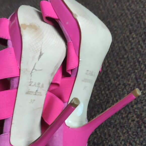 Zara sandals pink size 37 -  used - Picture 7 of 8